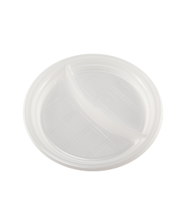 Тарелка пластиковая 2-х секционная (100 шт.)