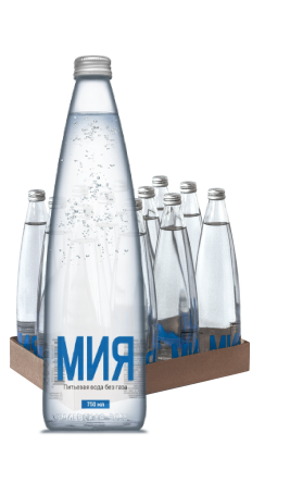 Вода питьевая МИЯ без газа 0,75 л (гофролоток, 12 шт.) стекло - 90руб/шт